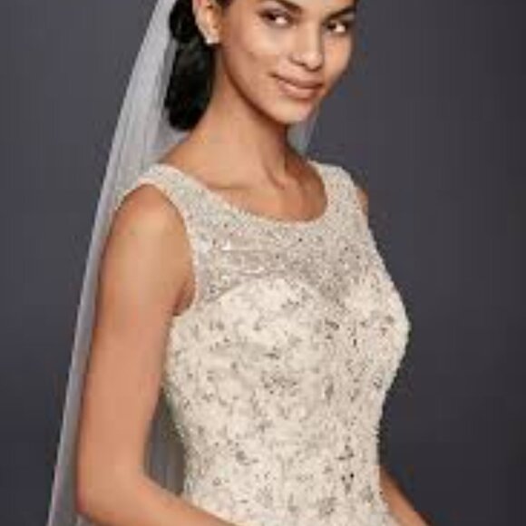 Oleg Cassini Ball Gown Wedding Dress with Beading - Ivory/Cream (Size 8) - Picture 7 of 8